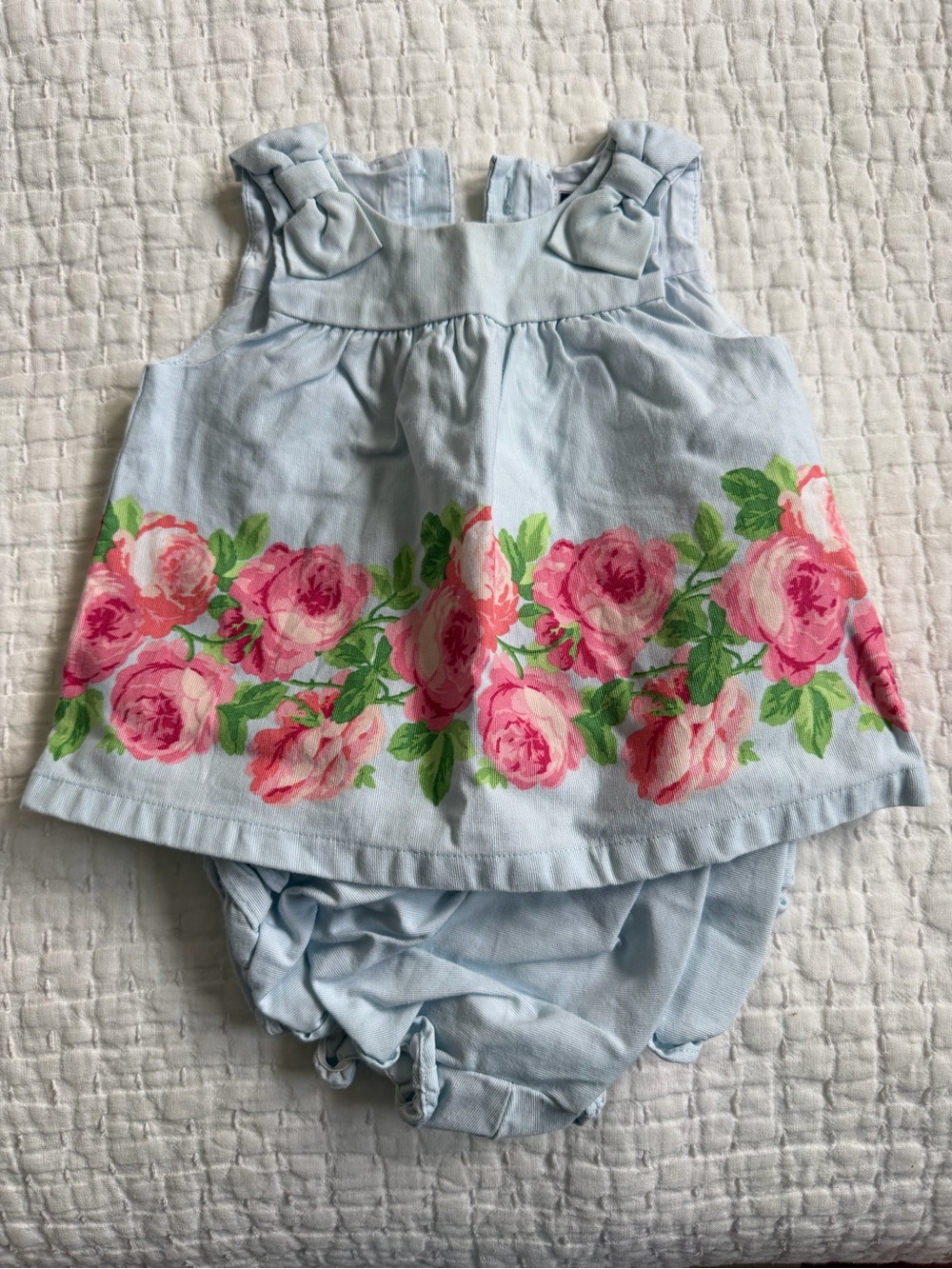 Janie and Jack Light Blue Floral Dress & Bloomers